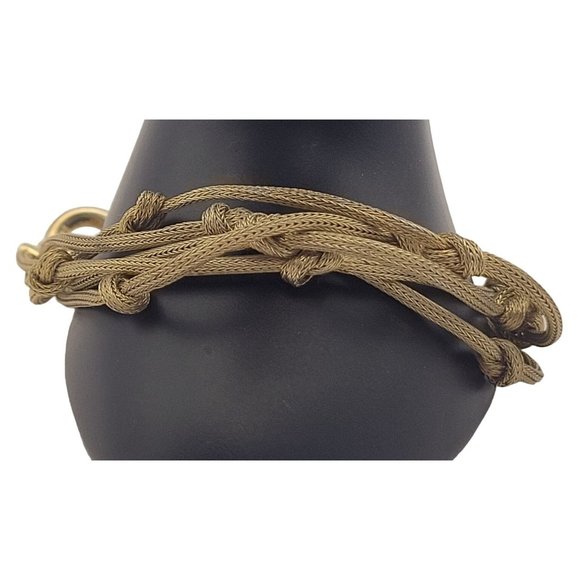 Gold Sterling Silver Multi-Stranded Knotted Rope Itaor Italy Bracelet - Picture 2 of 6